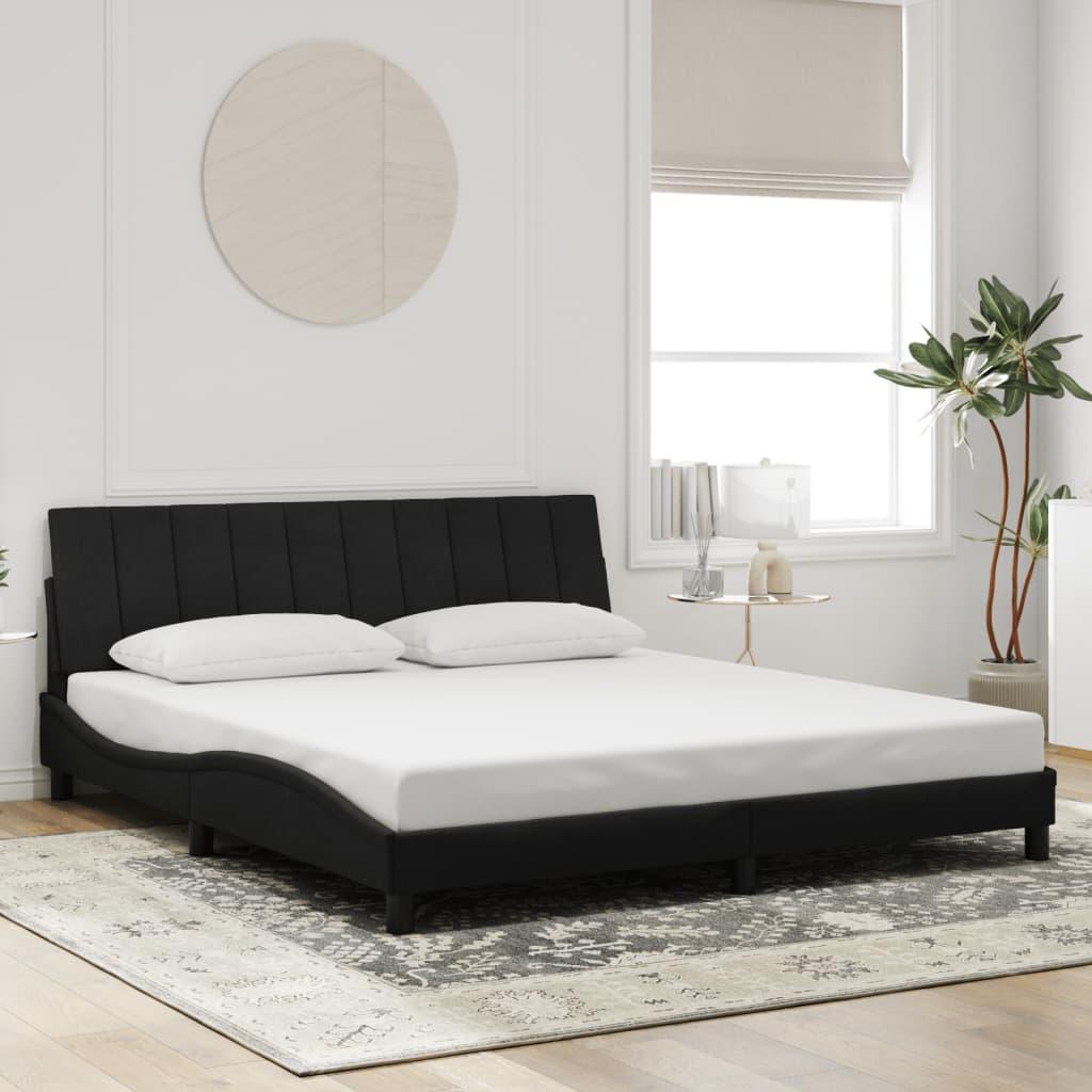 Bed Frame with LED without Mattress "Hanko" Black 180x200 cm King Velvet