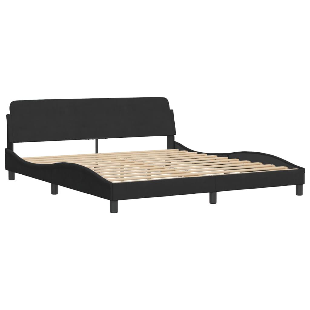 Bed Frame with LED without Mattress "Hanko" Black 180x200 cm King Velvet