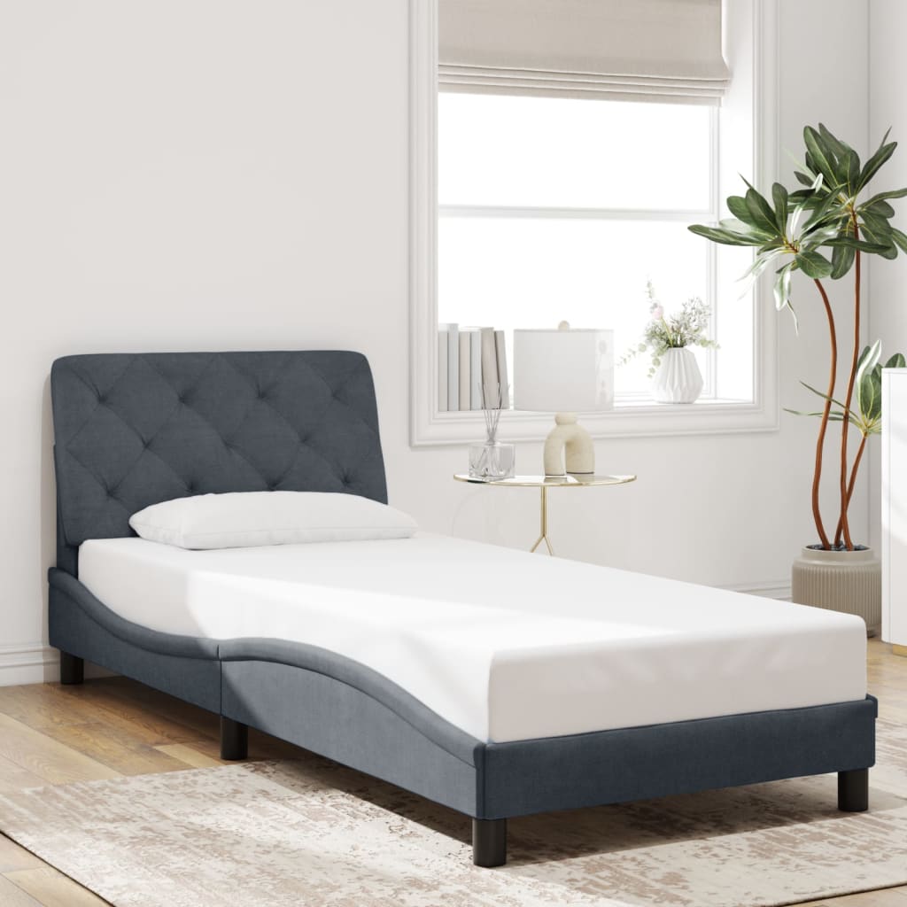 Bed Frame with LED without Mattress Dark Grey 90x190 cm Velvet
