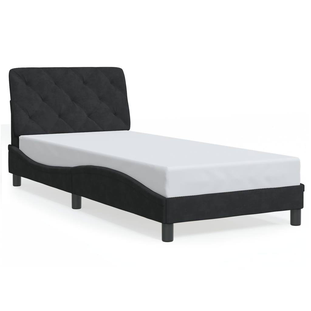 Bed Frame with LED without Mattress Black 90x190 cm Velvet