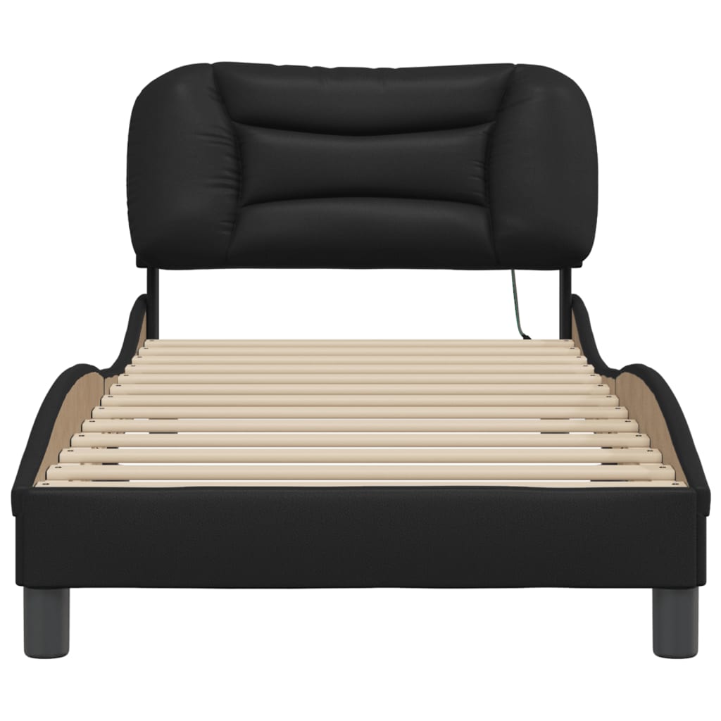 Bed Frame with LED without Mattress "Hvar" Black 90x190 cm