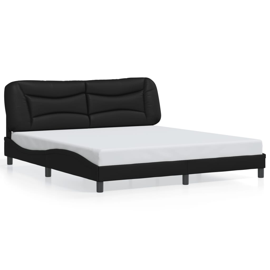 Bed Frame with LED without Mattress Black 183x203 cm King