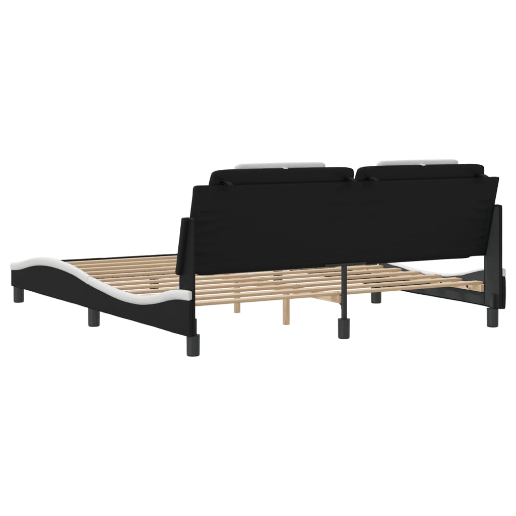Bed Frame "Viana" with LED without Mattress Black and White 180x200 cm