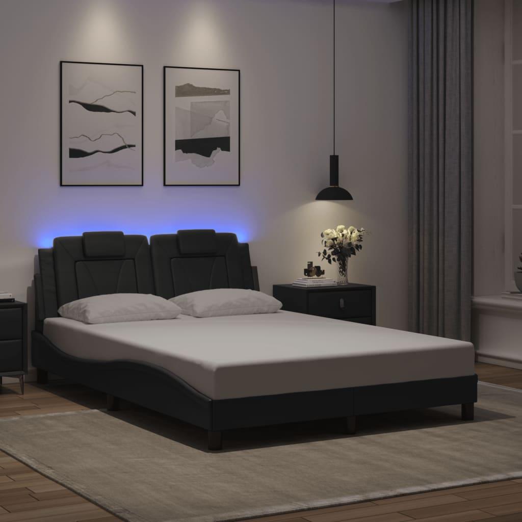 Bed Frame with LED without Mattress Black 137x187 cm Double