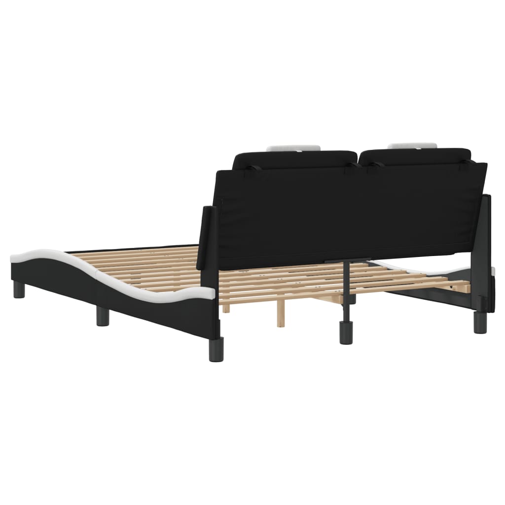 Bed Frame "Viana" with LED without Mattress Black and White 137x190 cm