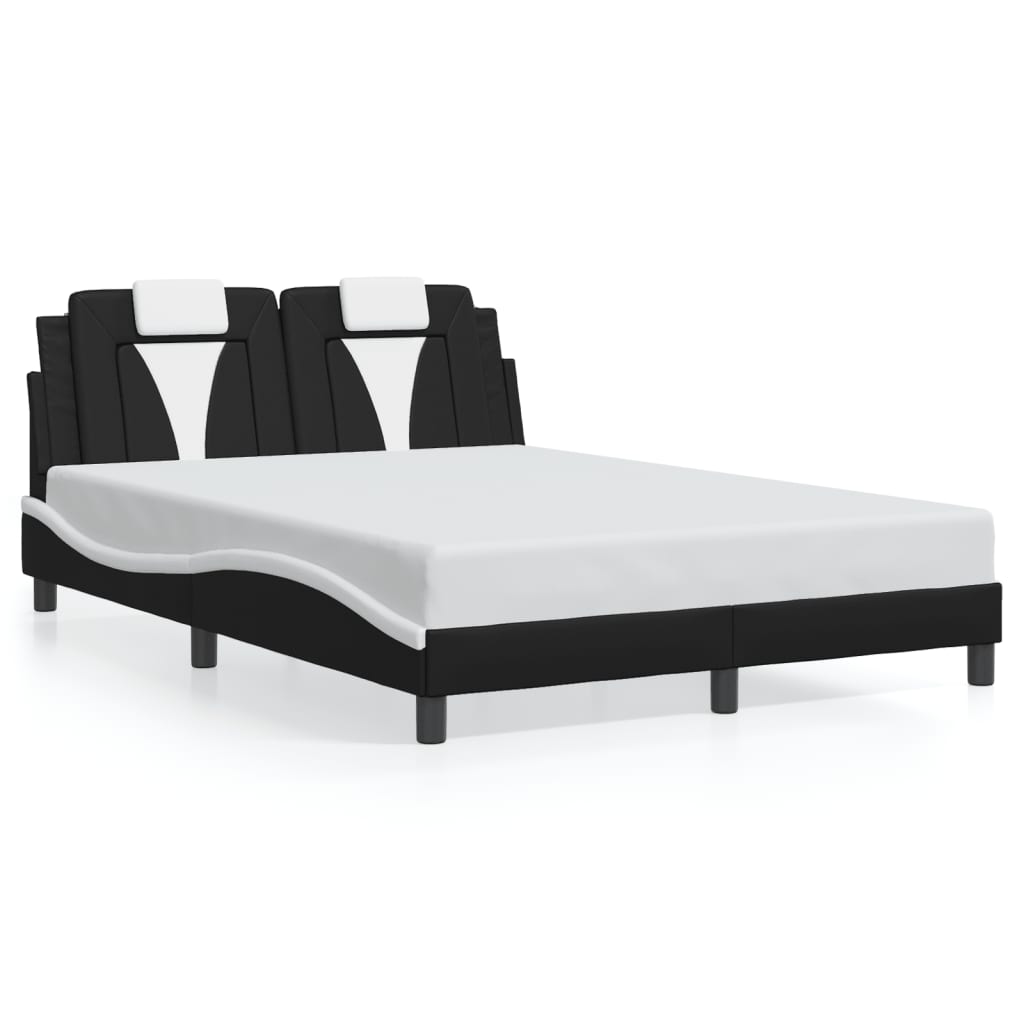 Bed Frame with LED without Mattress Black and White 137x187 cm Double