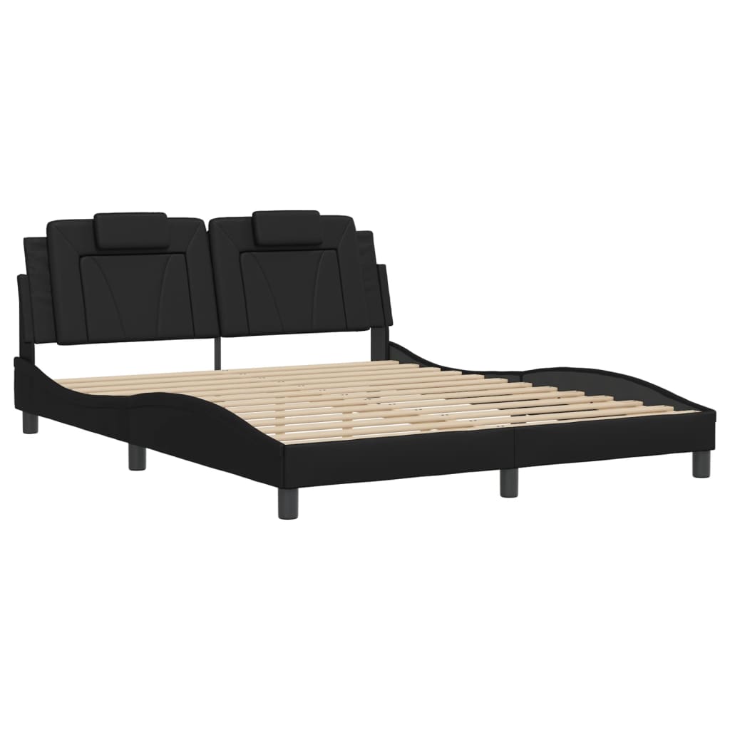 Bed Frame "Viana" with LED without Mattress Black 152x203 cm