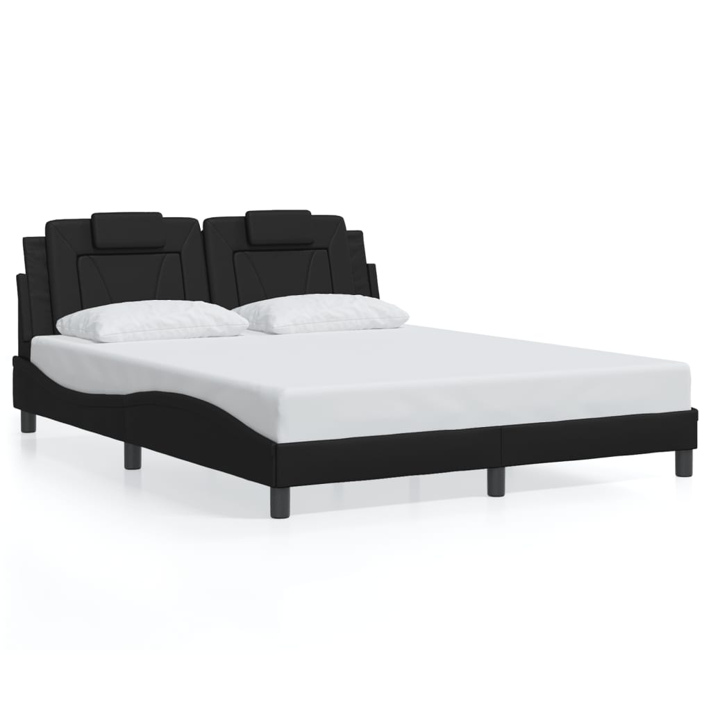 Bed Frame with LED without Mattress Black 152x203 cm Queen