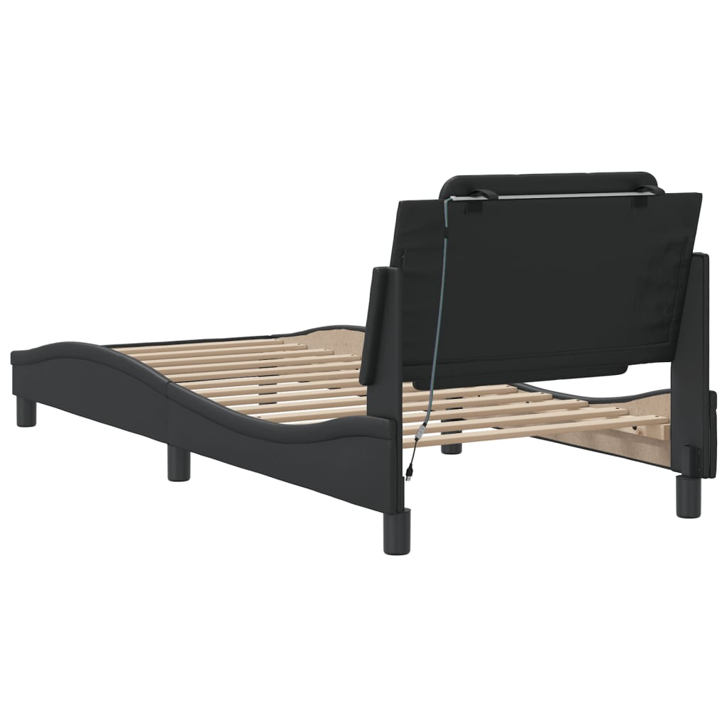 Bed Frame with LED without Mattress "Zadar" Black 90x190 cm