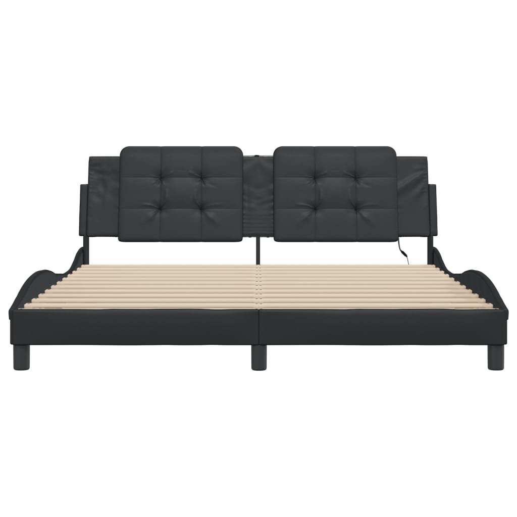 Bed Frame with LED without Mattress "Zadar" Black 180x200 cm