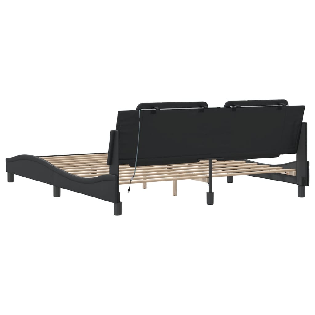 Bed Frame with LED without Mattress "Zadar" Black 180x200 cm