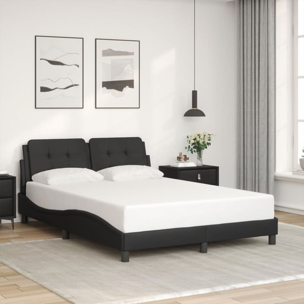Bed Frame with LED without Mattress "Zadar" Black 137x190 cm
