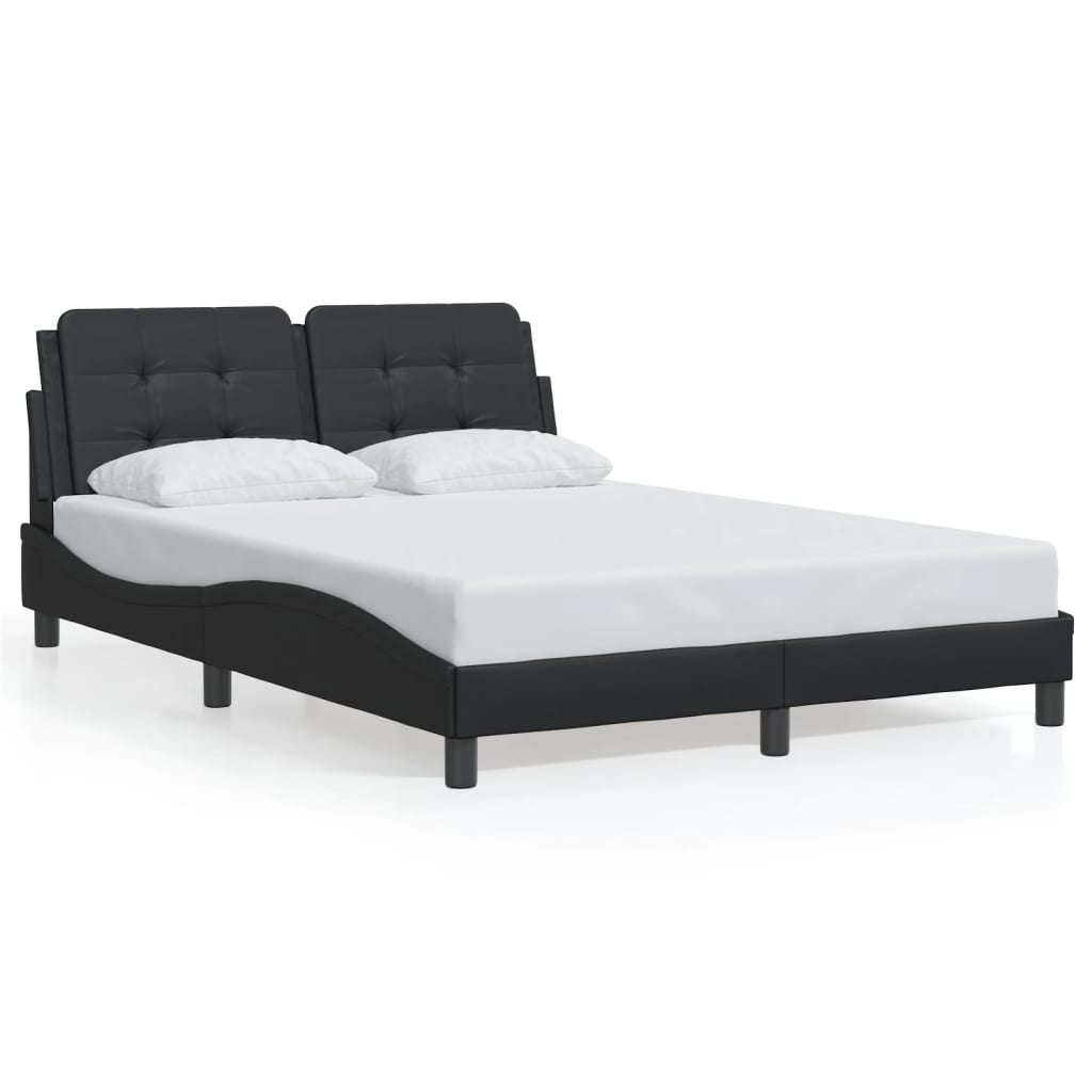 Bed Frame with LED without Mattress "Zadar" Black 137x190 cm