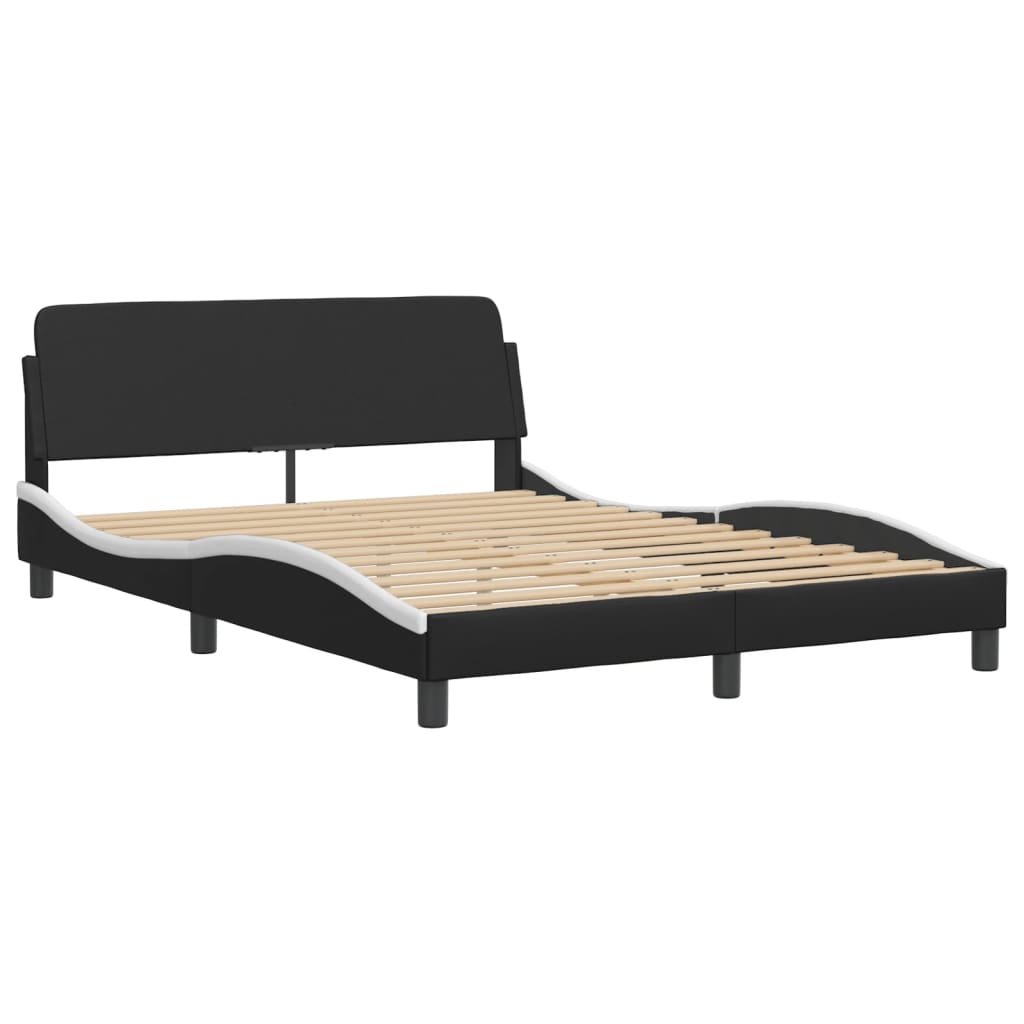 Bed Frame with LED without Mattress "Zadar" Black and White 137x190 cm