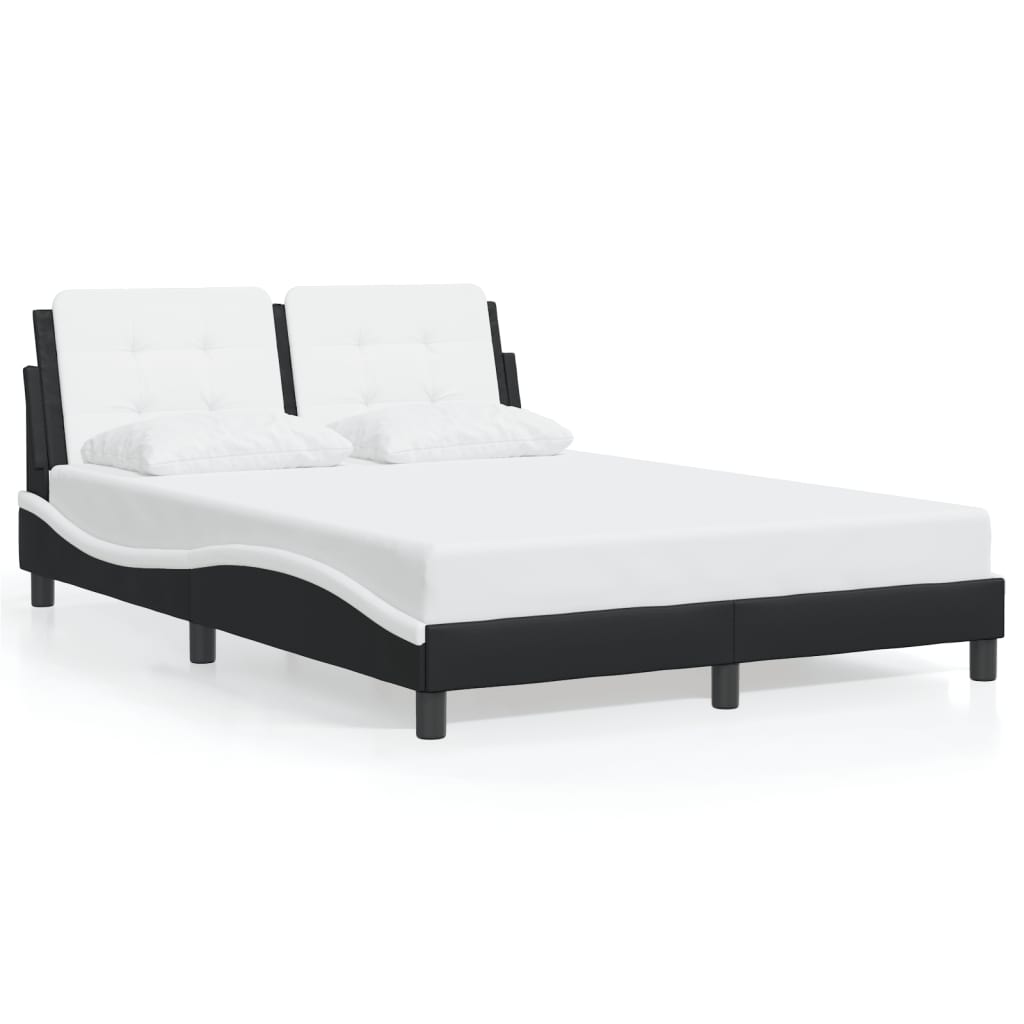 Bed Frame with LED without Mattress Black and White 137x187 cm Double