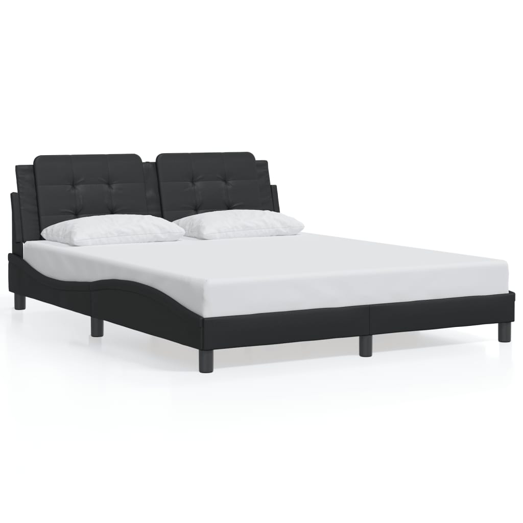 Bed Frame with LED without Mattress "Zadar" Black 152x203 cm