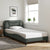 Bed Frame with LED without Mattress "Hvar" Dark Grey 107x203 cm King Single Fabric