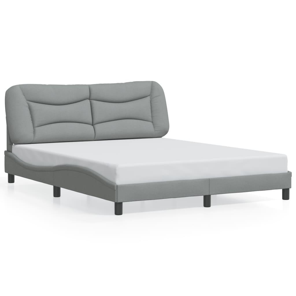 Bed Frame with LED without Mattress "Hvar" Dark Grey 152x203 cm Queen Fabric