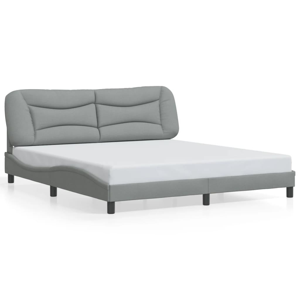 Bed Frame with LED without Mattress &quot;Hvar&quot; Dark Grey 180x200 cm King Fabric