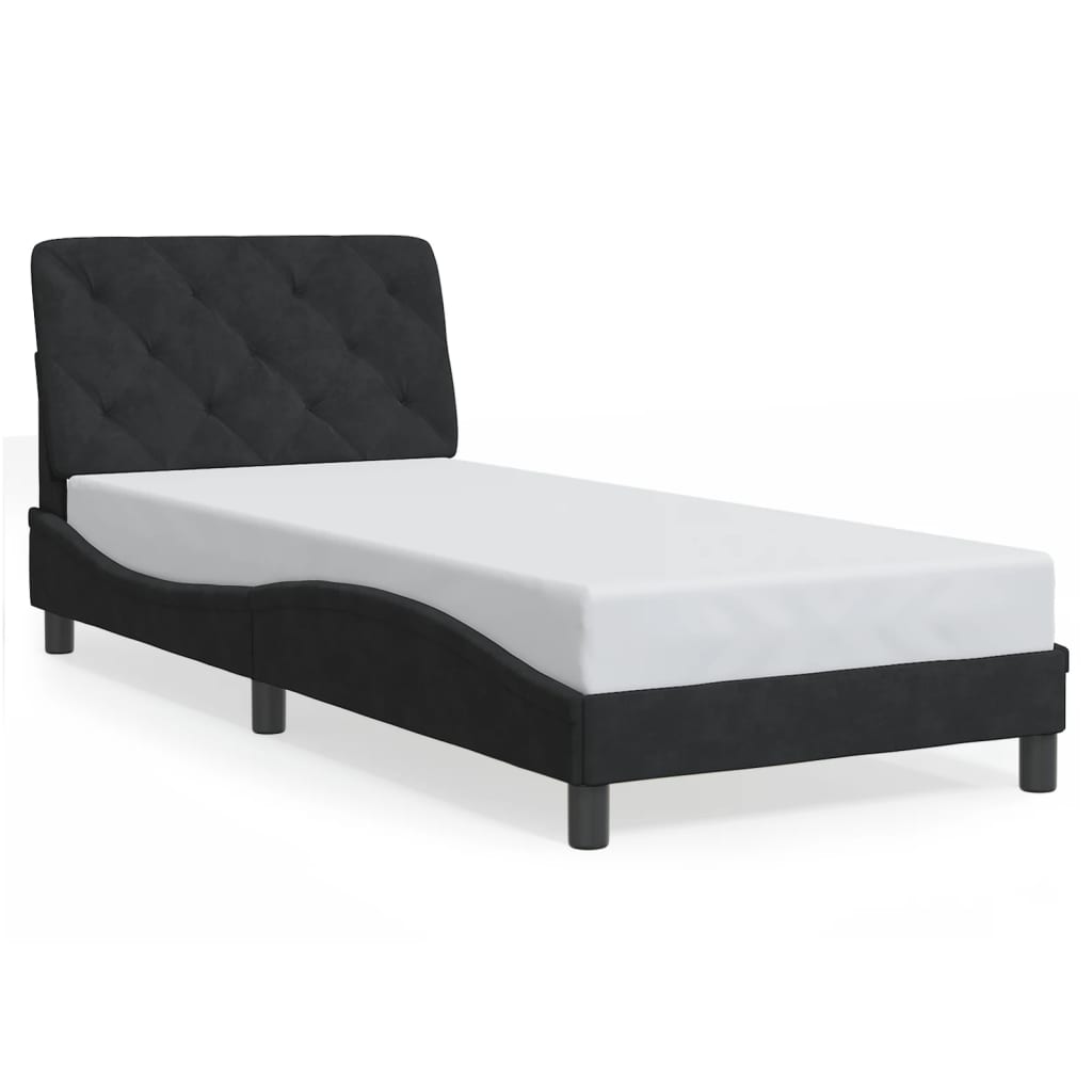Bed Frame with LED without Mattress Black 90x190 cm Velvet