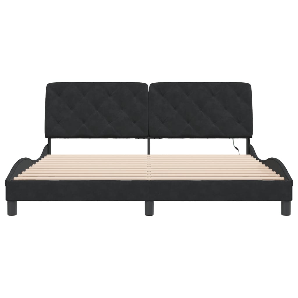 Bed Frame with LED without Mattress Black 180x200 cm Velvet