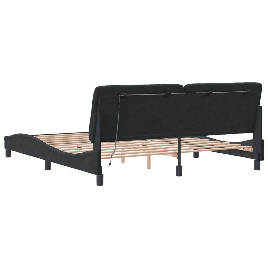 Bed Frame with LED without Mattress Black 180x200 cm Velvet
