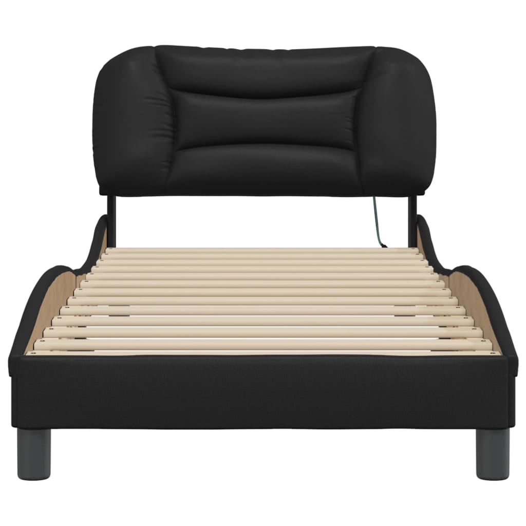 Bed Frame with LED without Mattress "Hvar" Black 90x190 cm