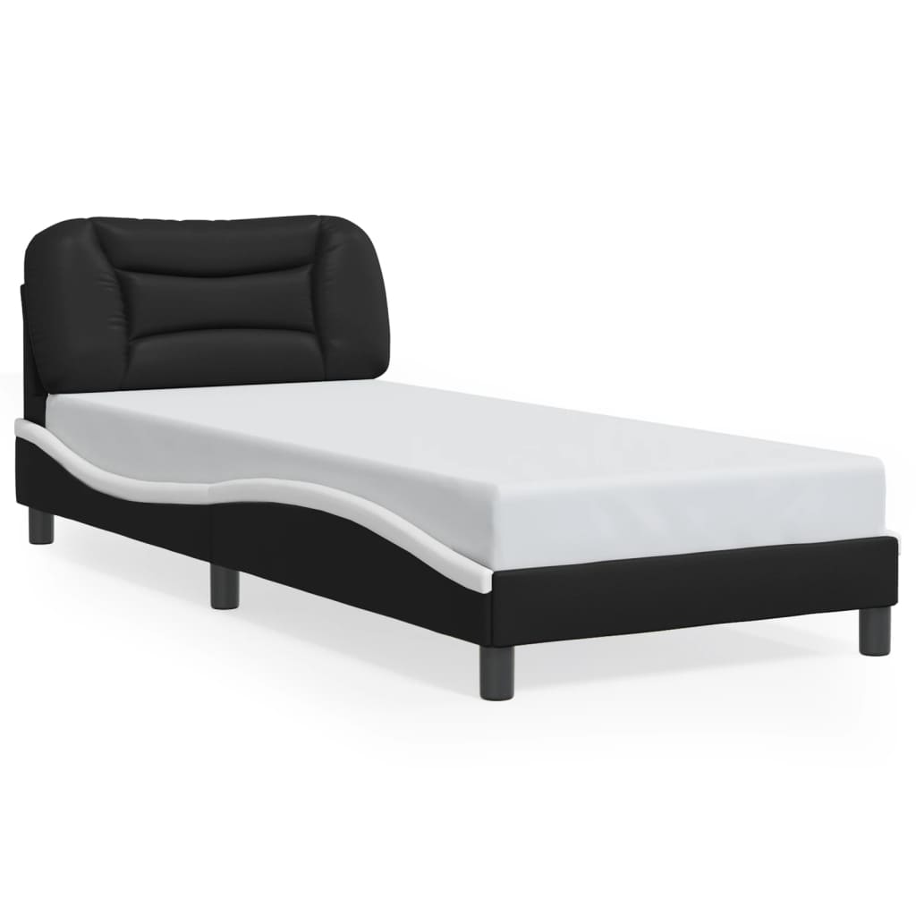 Bed Frame with LED without Mattress "Hvar" Black and White 90x190 cm