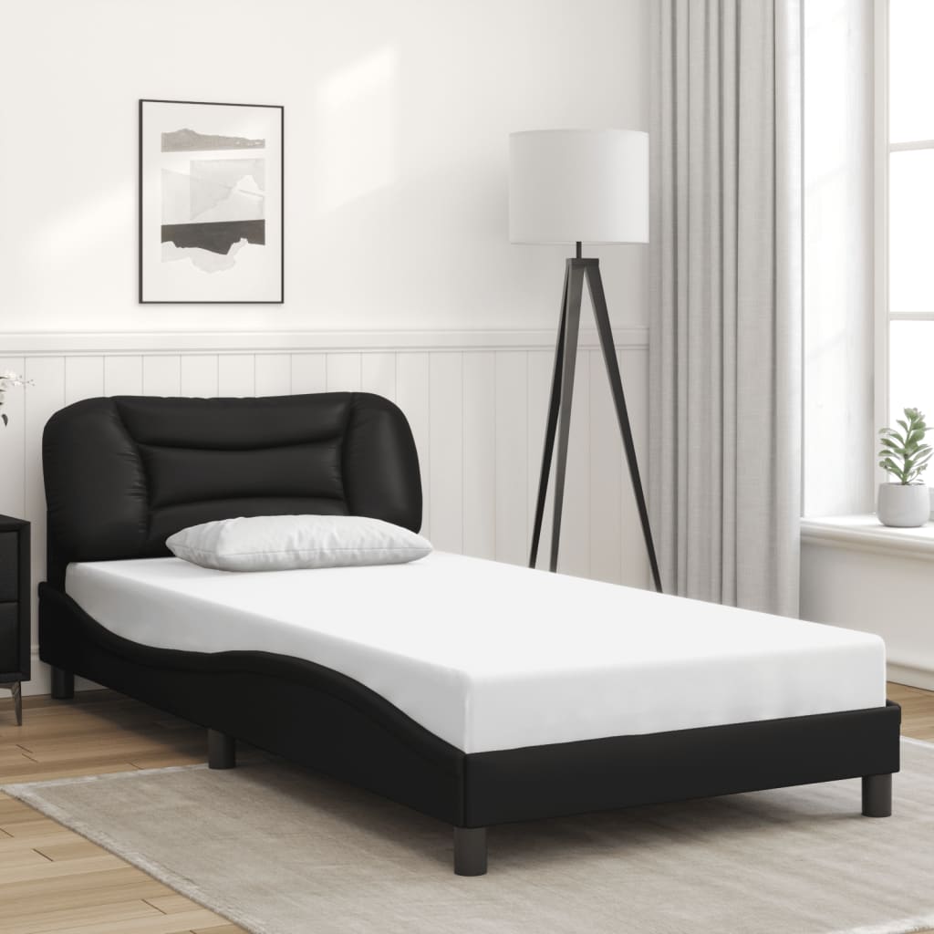 Bed Frame with LED without Mattress "Hvar" Black 107x203 cm