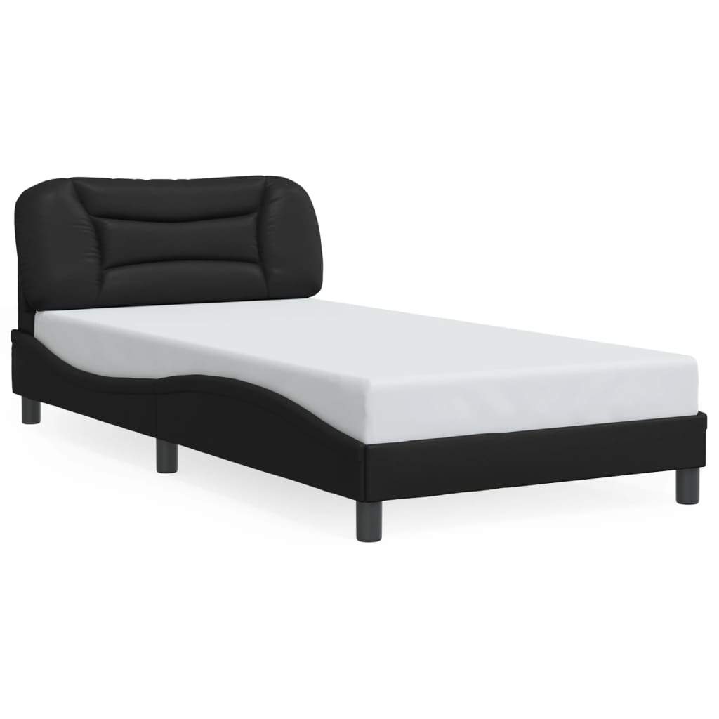 Bed Frame with LED without Mattress "Hvar" Black 107x203 cm