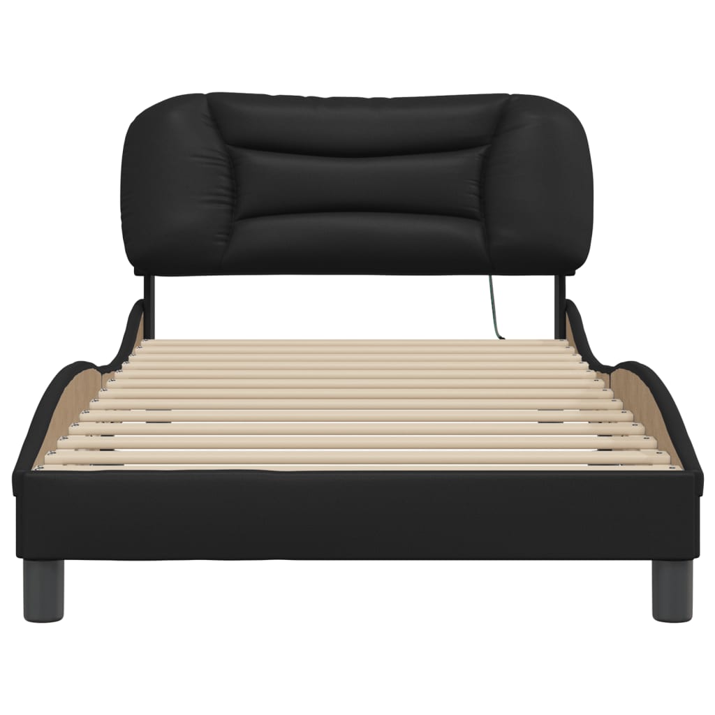 Bed Frame with LED without Mattress "Hvar" Black 107x203 cm