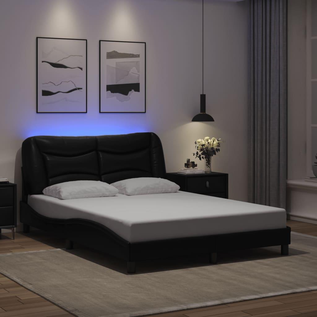 Bed Frame with LED without Mattress Black 137x187 cm Double