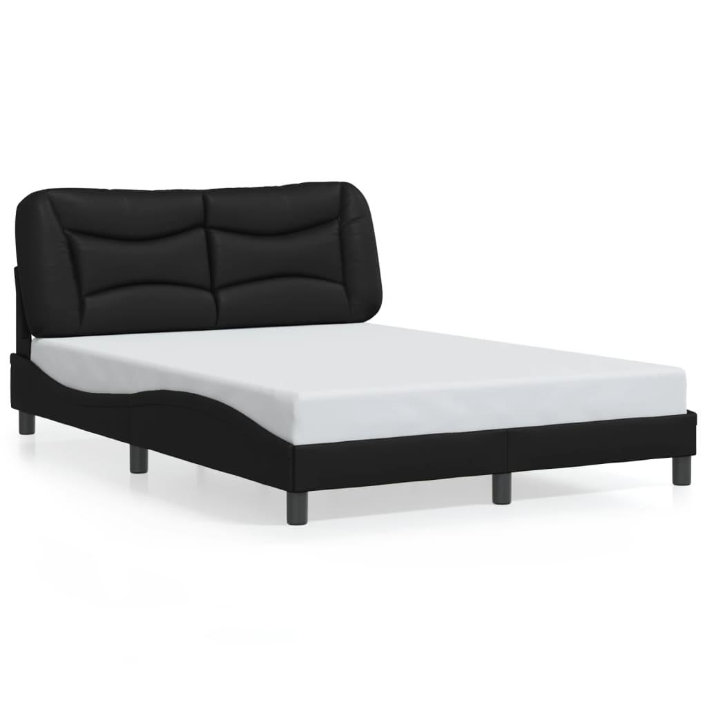 Bed Frame with LED without Mattress "Hvar" Black 137x190 cm