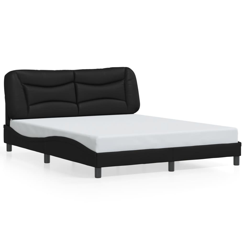 Bed Frame with LED without Mattress "Hvar" Black 152x203 cm