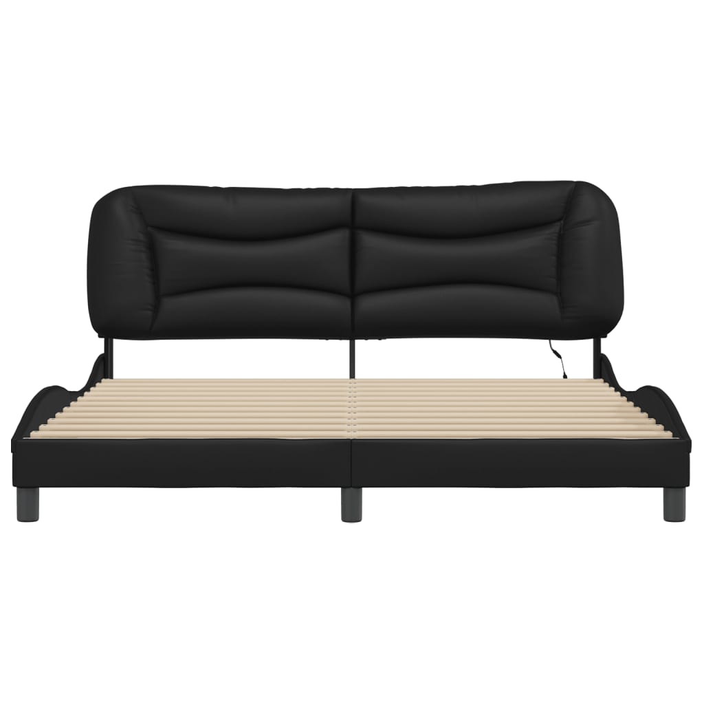 Bed Frame with LED without Mattress Black 183x203 cm King