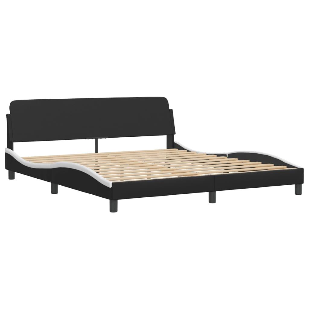 Bed Frame with LED without Mattress Black and White 183x203 cm King