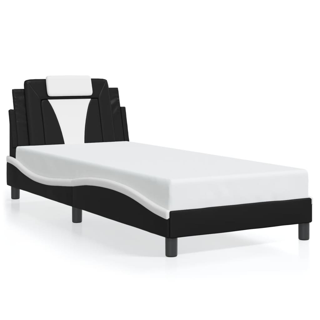 Bed Frame "Viana" with LED without Mattress Black and White 90x190 cm