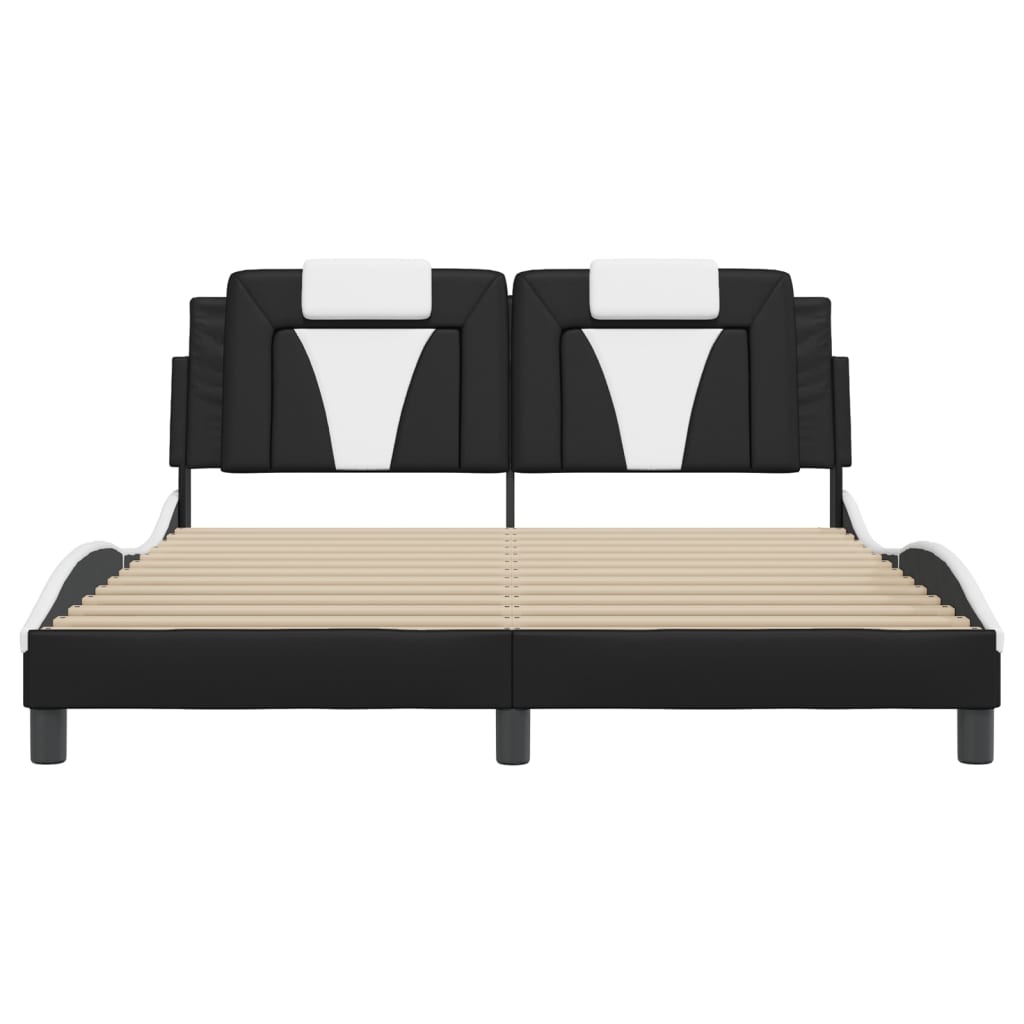 Bed Frame with LED without Mattress Black and White 152x203 cm Queen