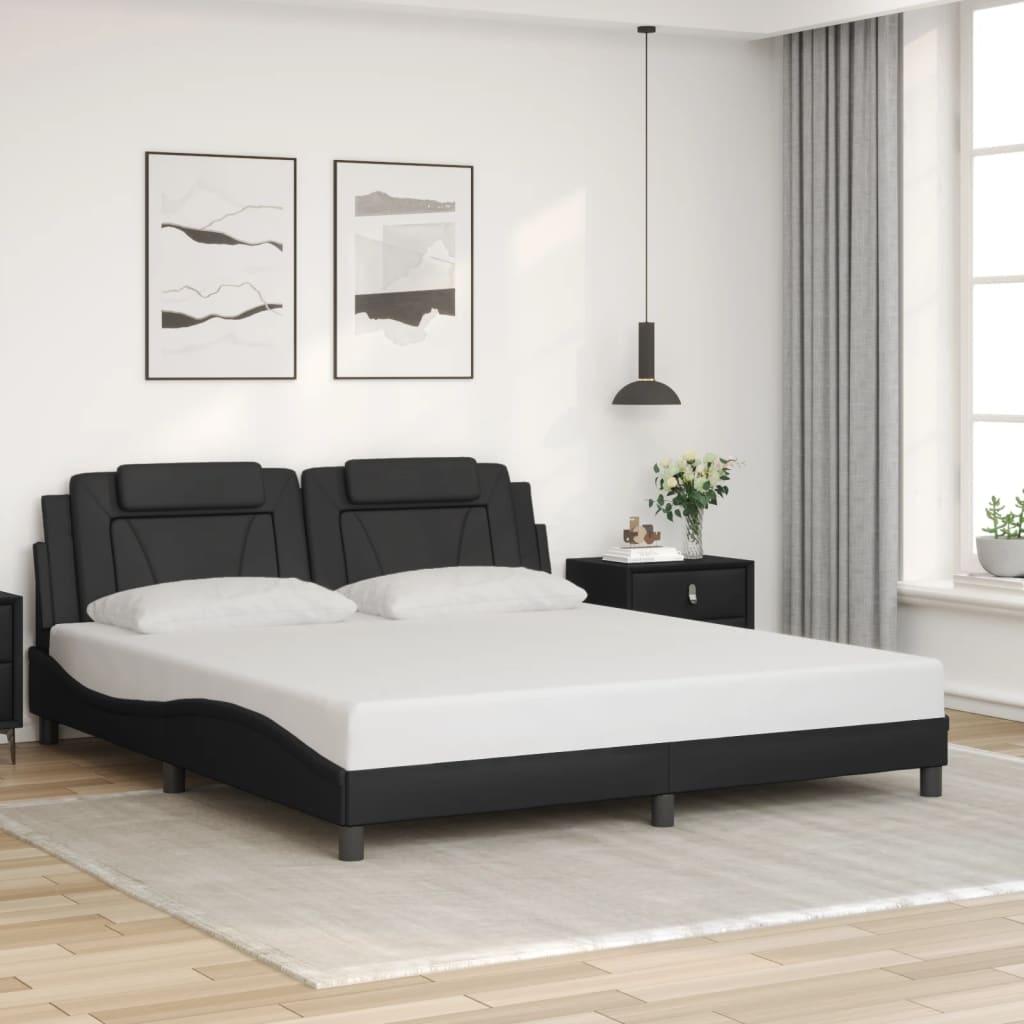 Bed Frame with LED without Mattress Black 183x203 cm King