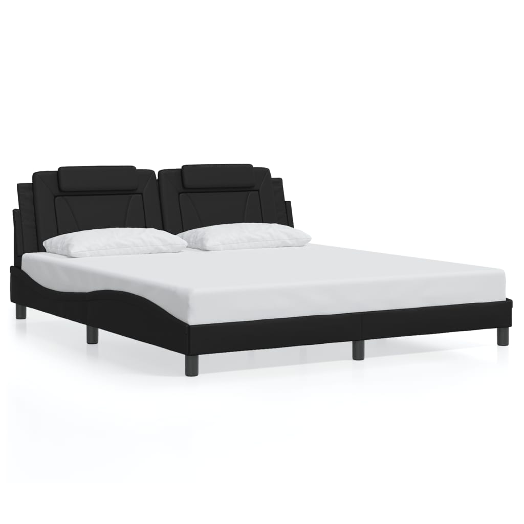 Bed Frame with LED without Mattress Black 183x203 cm King