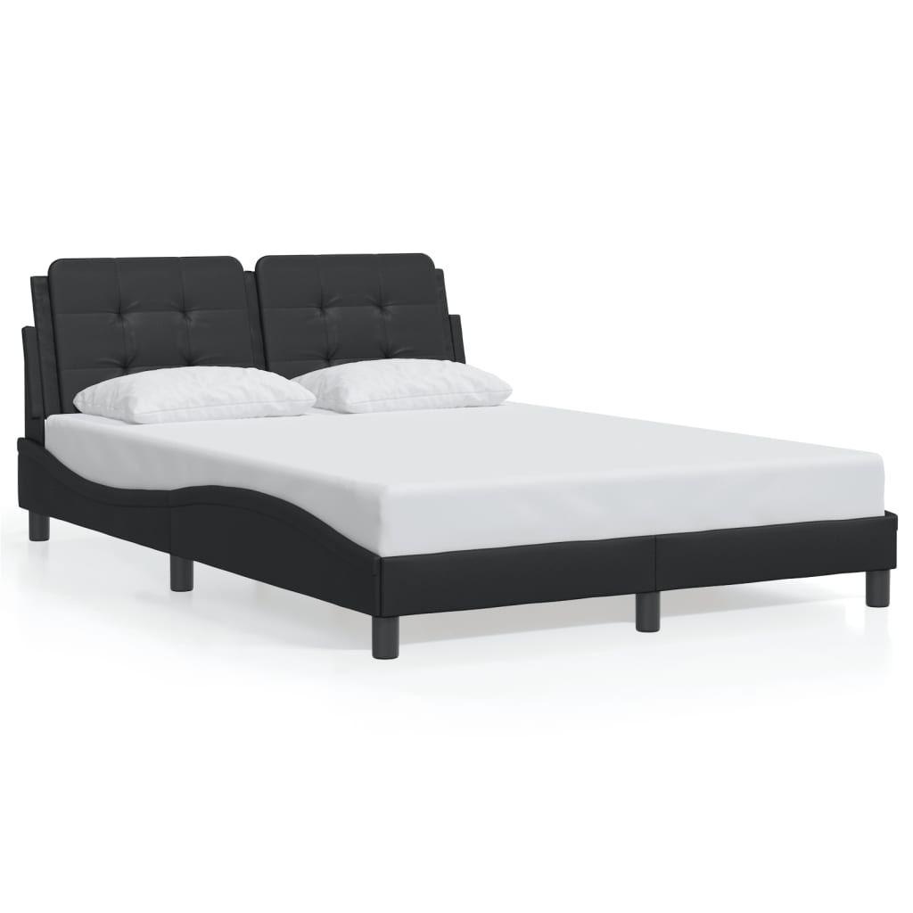 Bed Frame with LED without Mattress "Zadar" Black 137x190 cm