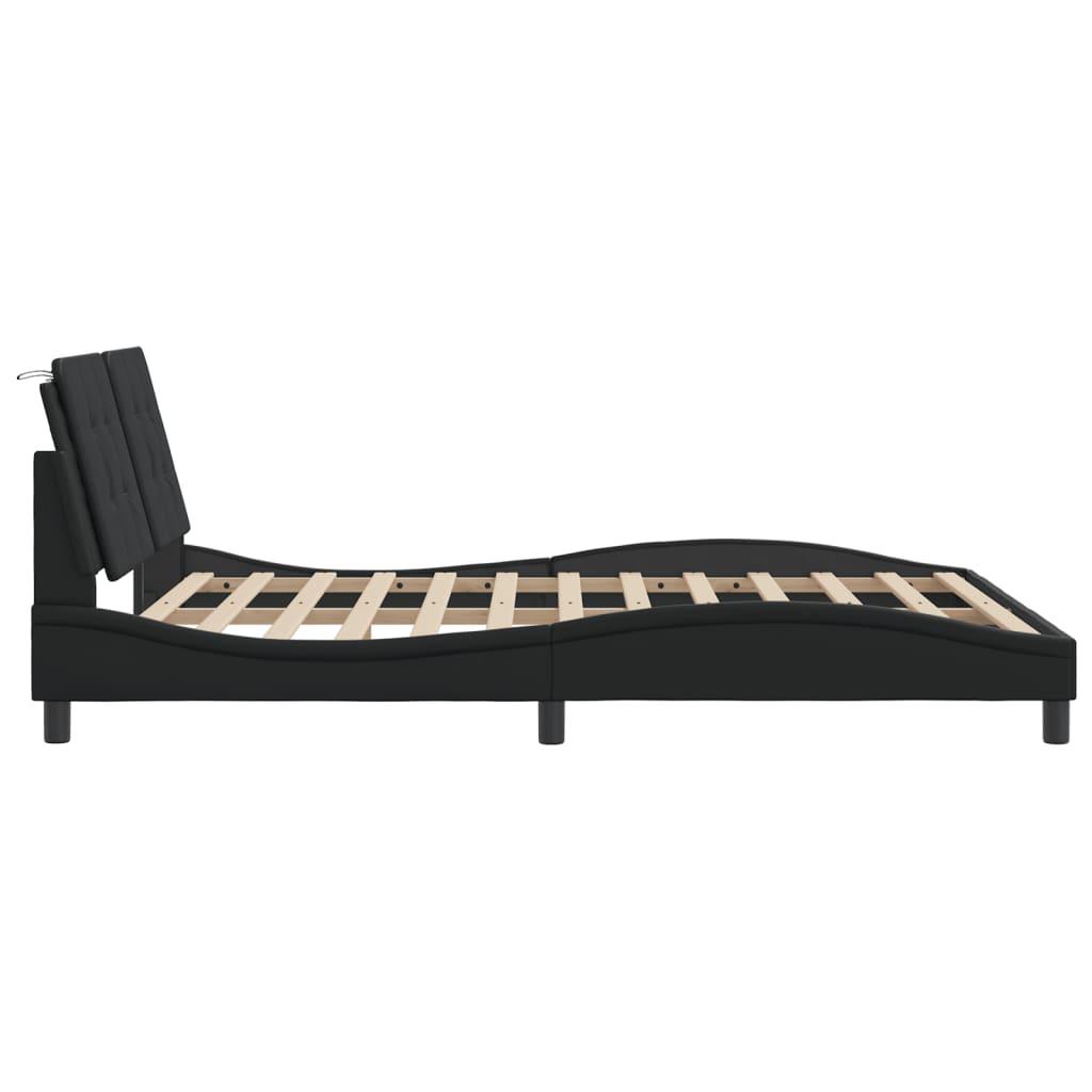Bed Frame with LED without Mattress "Zadar" Black 152x203 cm