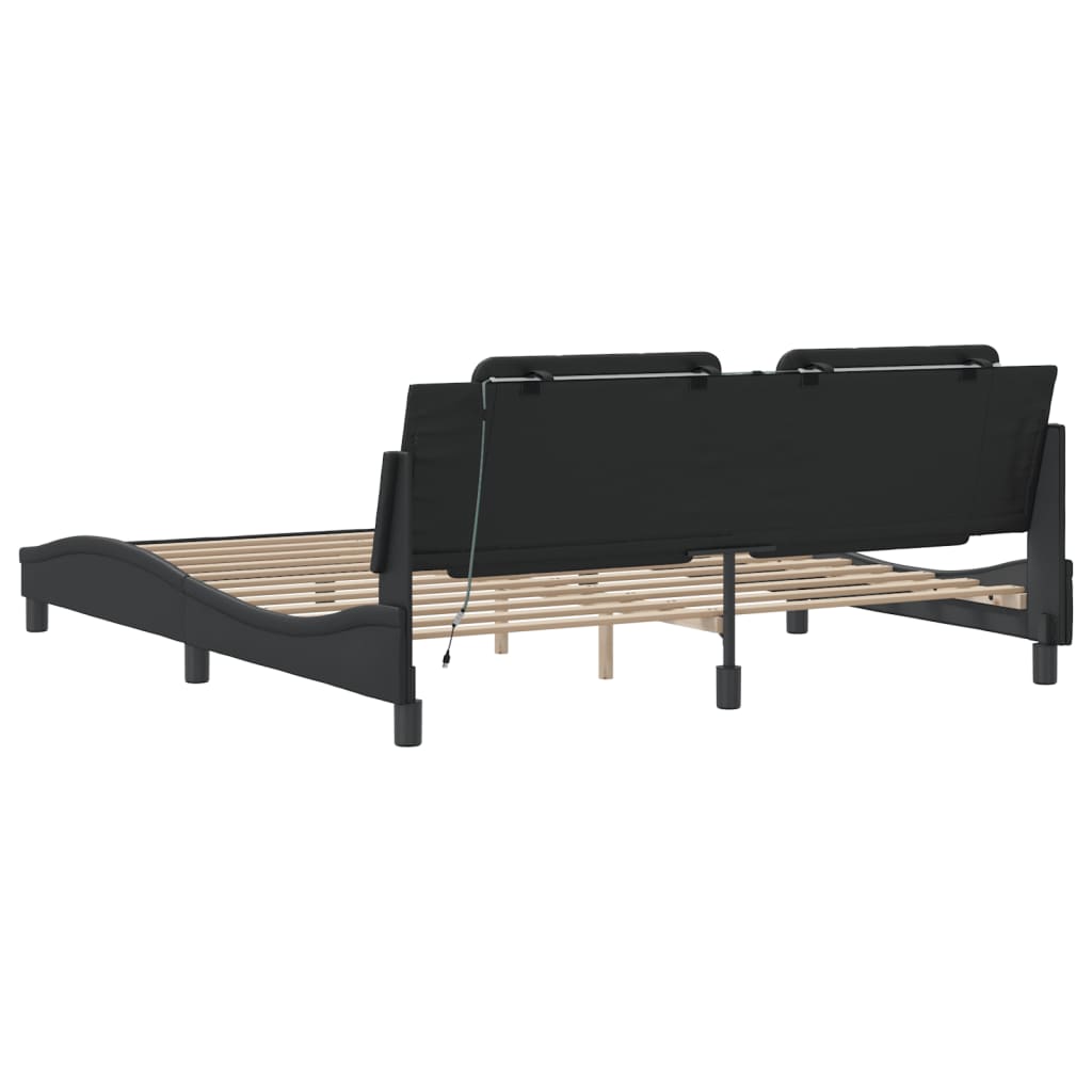 Bed Frame with LED without Mattress "Zadar" Black 180x200 cm
