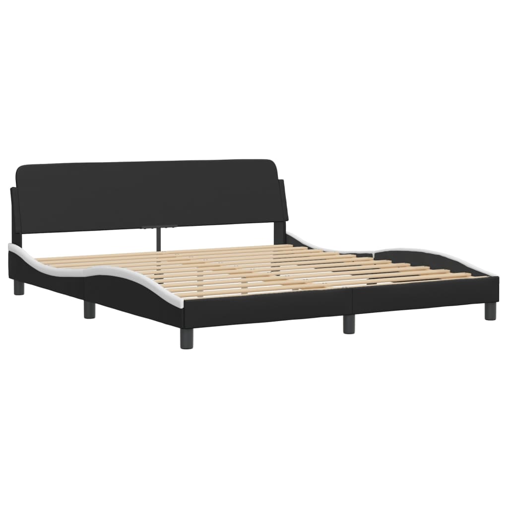 Bed Frame with LED without Mattress "Zadar" Black and White 180x200 cm