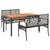 3 Piece Garden Dining Set with Cushions Black Poly Rattan