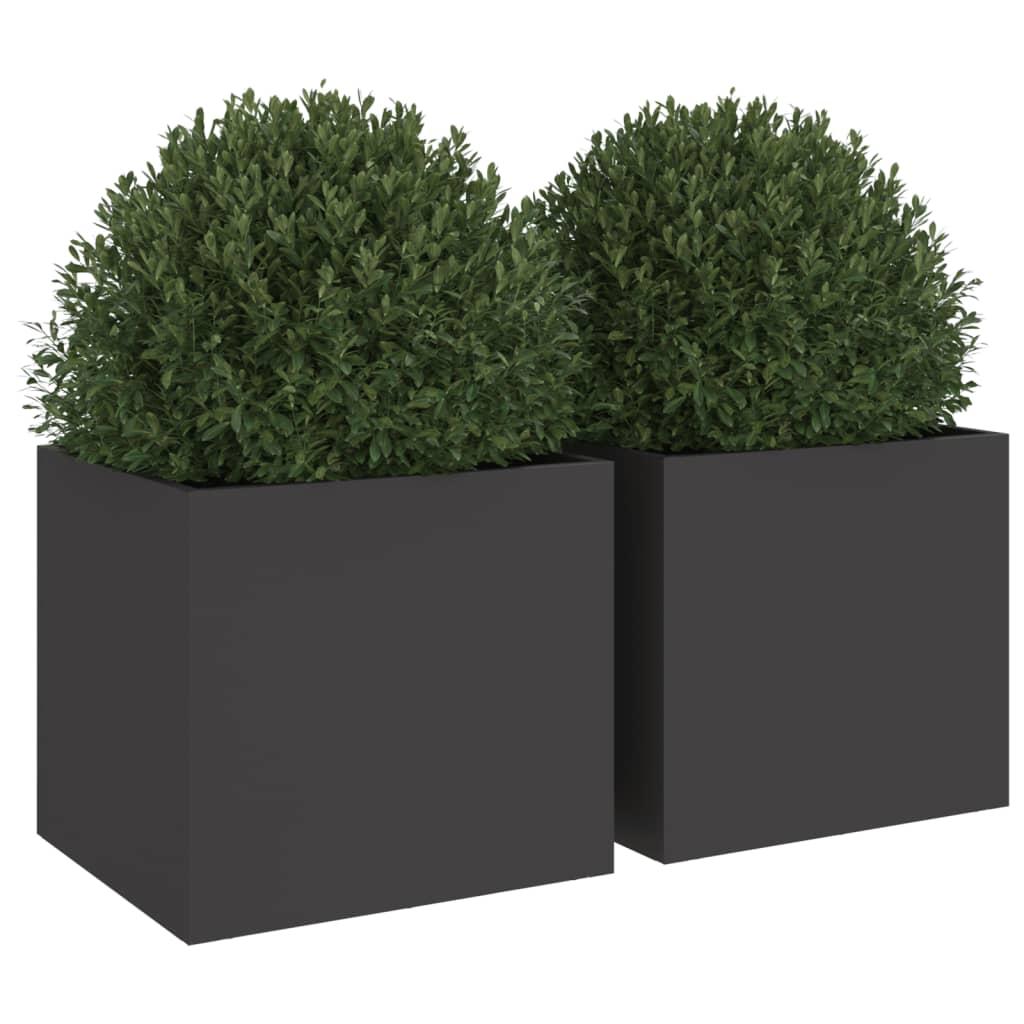 Planters 2 pcs Black 32x30x29 cm Steel