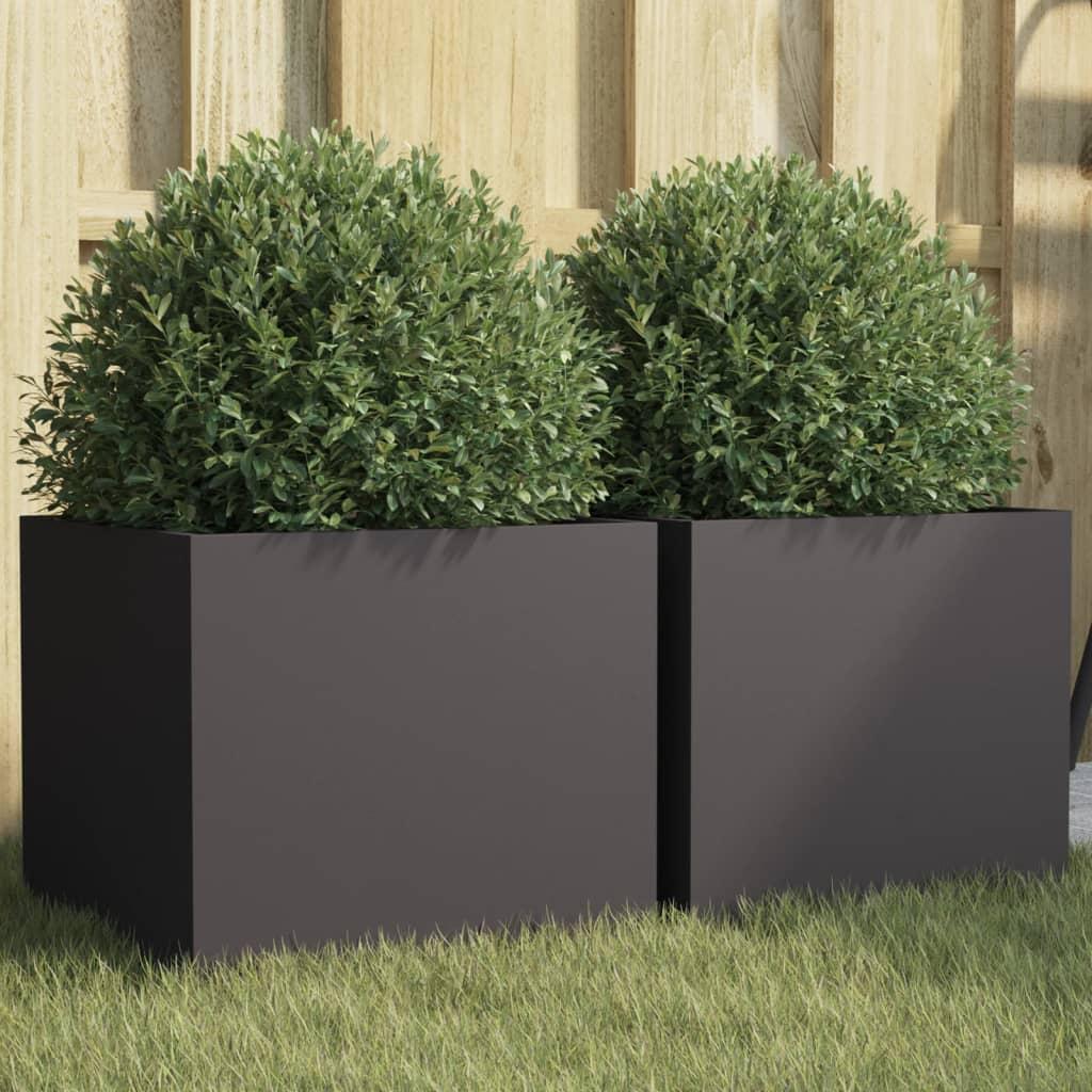 Planters 2 pcs Black 32x30x29 cm Steel