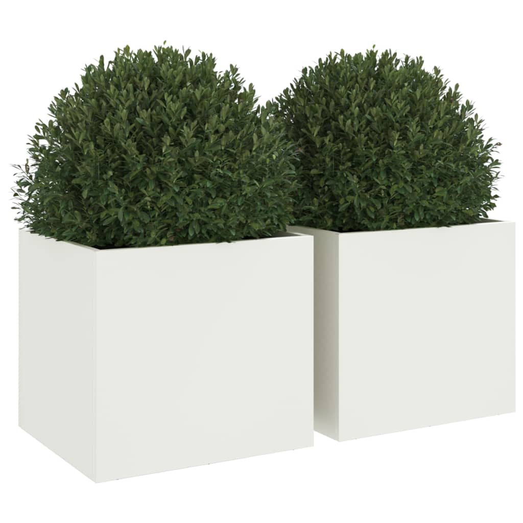 Planters 2 pcs White 32x30x29 cm Steel