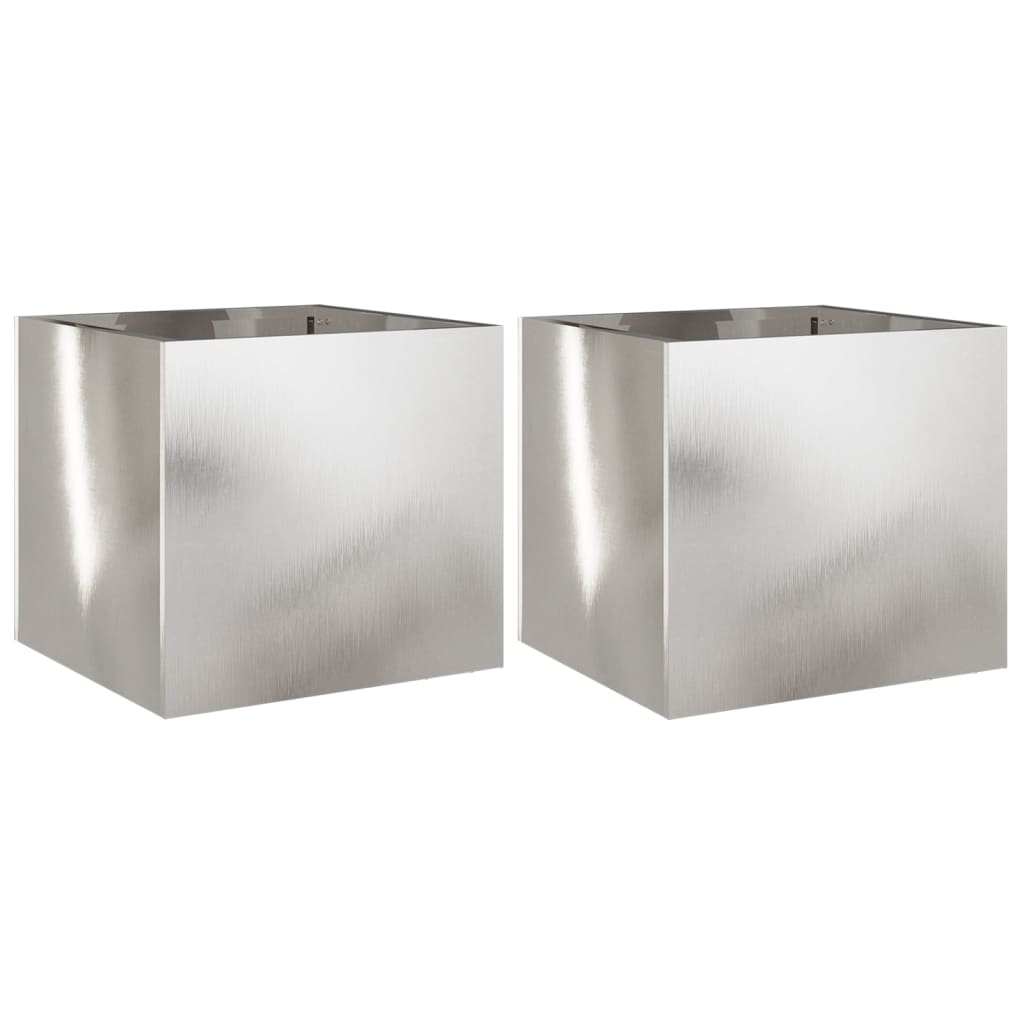 Planters 2 pcs Silver 32x30x29 cm Stainless Steel