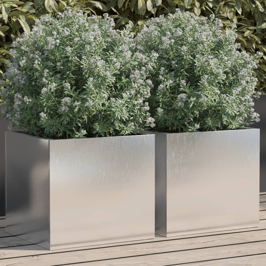 Planters 2 pcs Silver 32x30x29 cm Stainless Steel